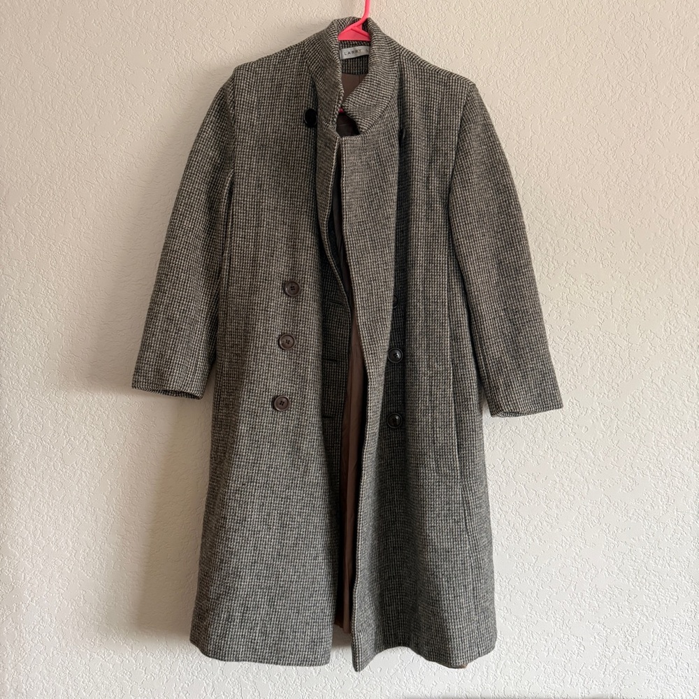S Vintage wool tweed taupe grey button blazer